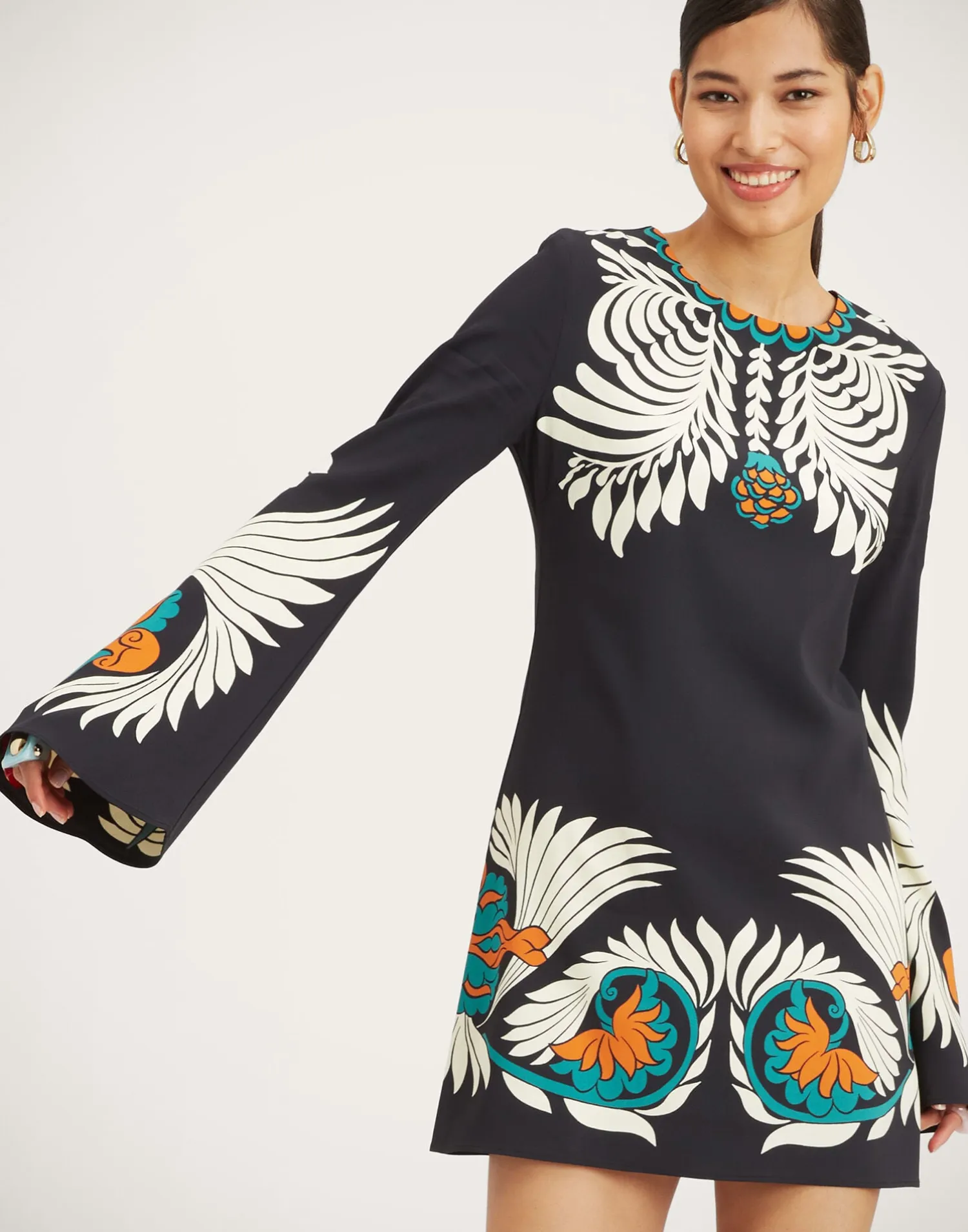 La DoubleJ Party Dressing<Mini Supreme Swing DressMix Tiles Placée Black in Envers Satin
