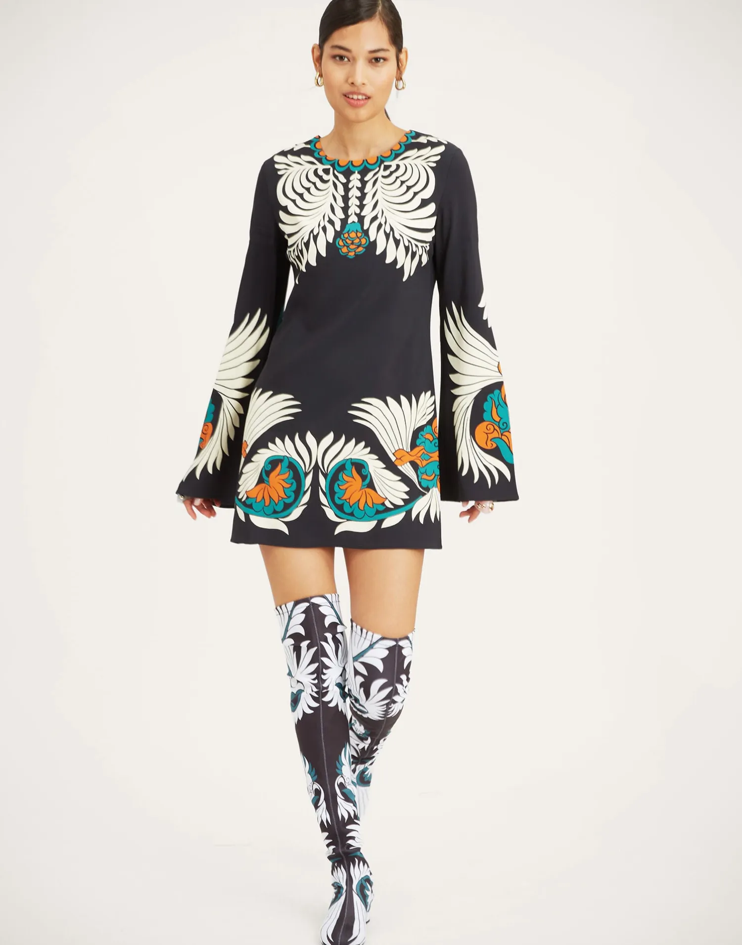 La DoubleJ Party Dressing<Mini Supreme Swing DressMix Tiles Placée Black in Envers Satin
