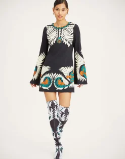La DoubleJ Vestiti<Mini Supreme Swing DressMix Tiles Placée Black in Envers Satin