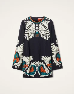La DoubleJ Vestiti<Mini Supreme Swing DressMix Tiles Placée Black in Envers Satin