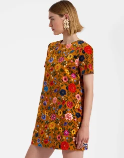 La DoubleJ Vestiti<Mini Swing DressBotticelli Rust in Cotton Velvet