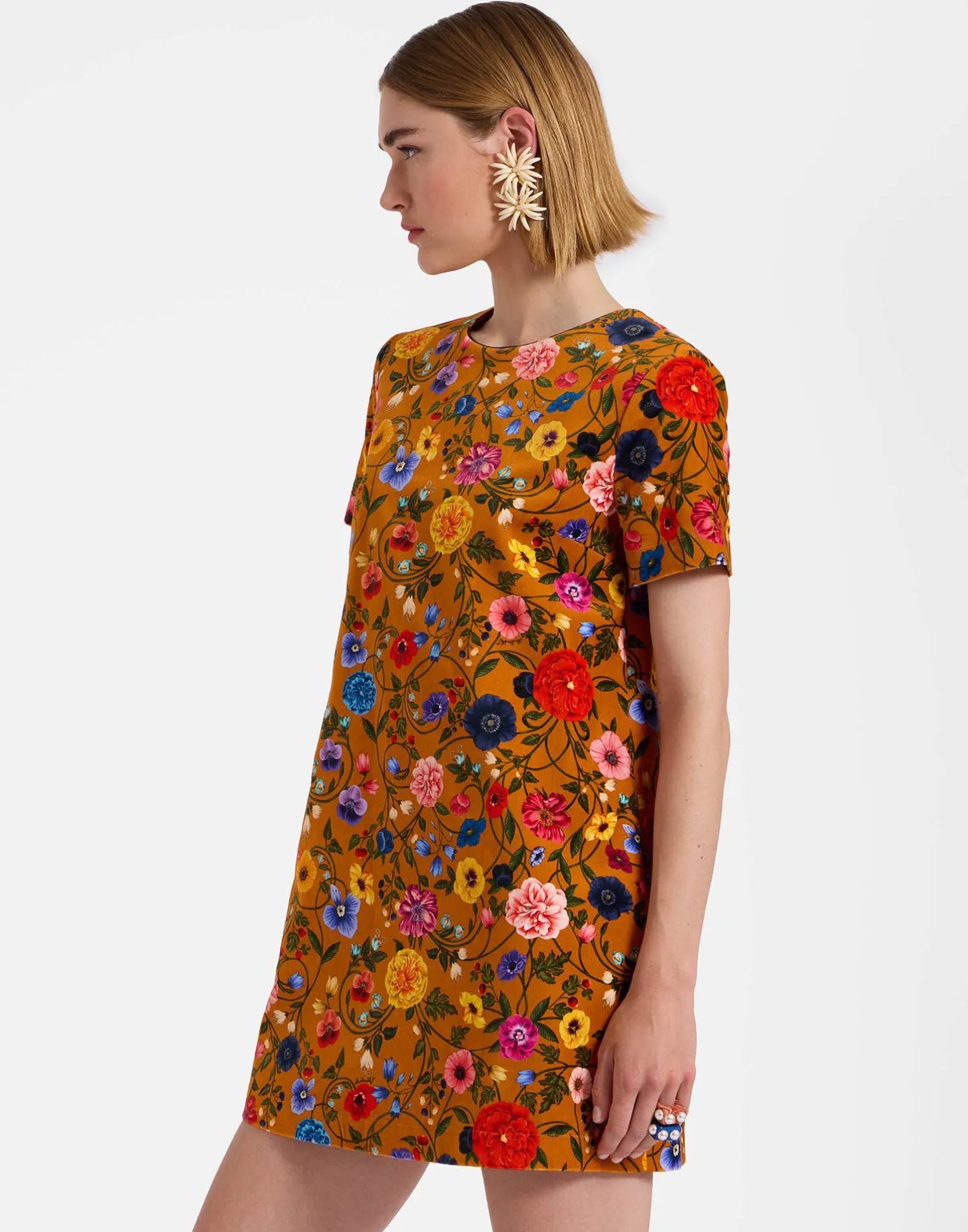 La DoubleJ Vestiti<Mini Swing DressBotticelli Rust in Cotton Velvet