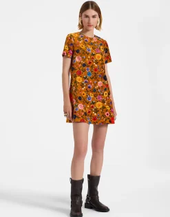 La DoubleJ Vestiti<Mini Swing DressBotticelli Rust in Cotton Velvet