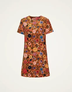 La DoubleJ Vestiti<Mini Swing DressBotticelli Rust in Cotton Velvet