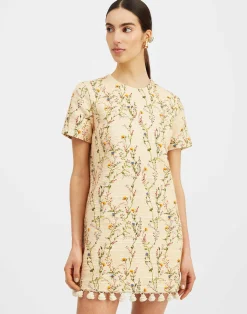 La DoubleJ Vestiti<Mini Swing Dress EmbroideredPrimavera Cream in Tweed