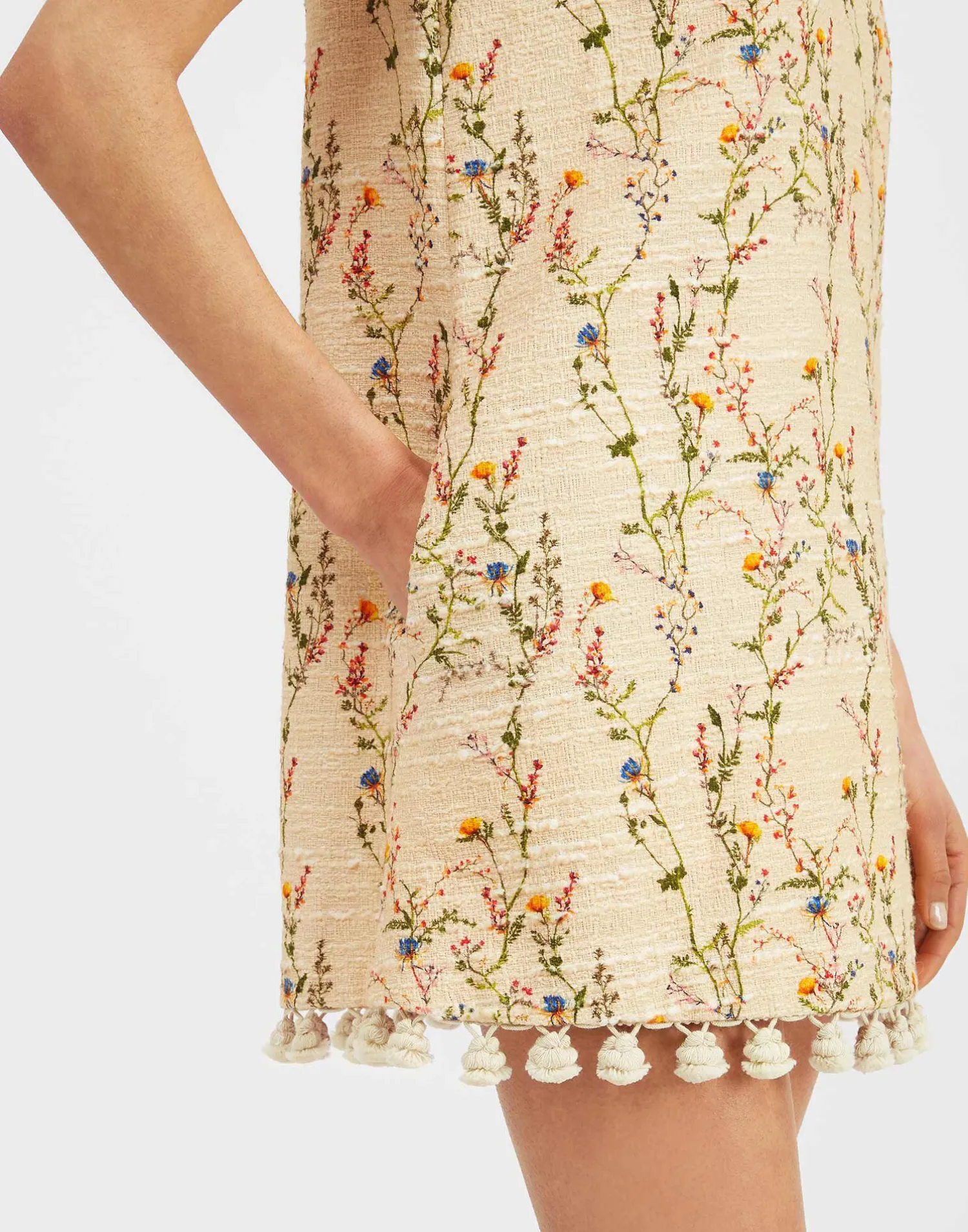 La DoubleJ Vestiti<Mini Swing Dress EmbroideredPrimavera Cream in Tweed