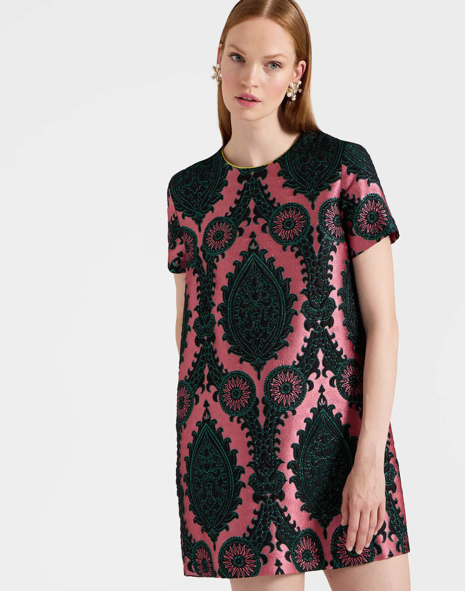 La DoubleJ Vestiti<Mini Swing DressOltrarno Pink in Jacquard