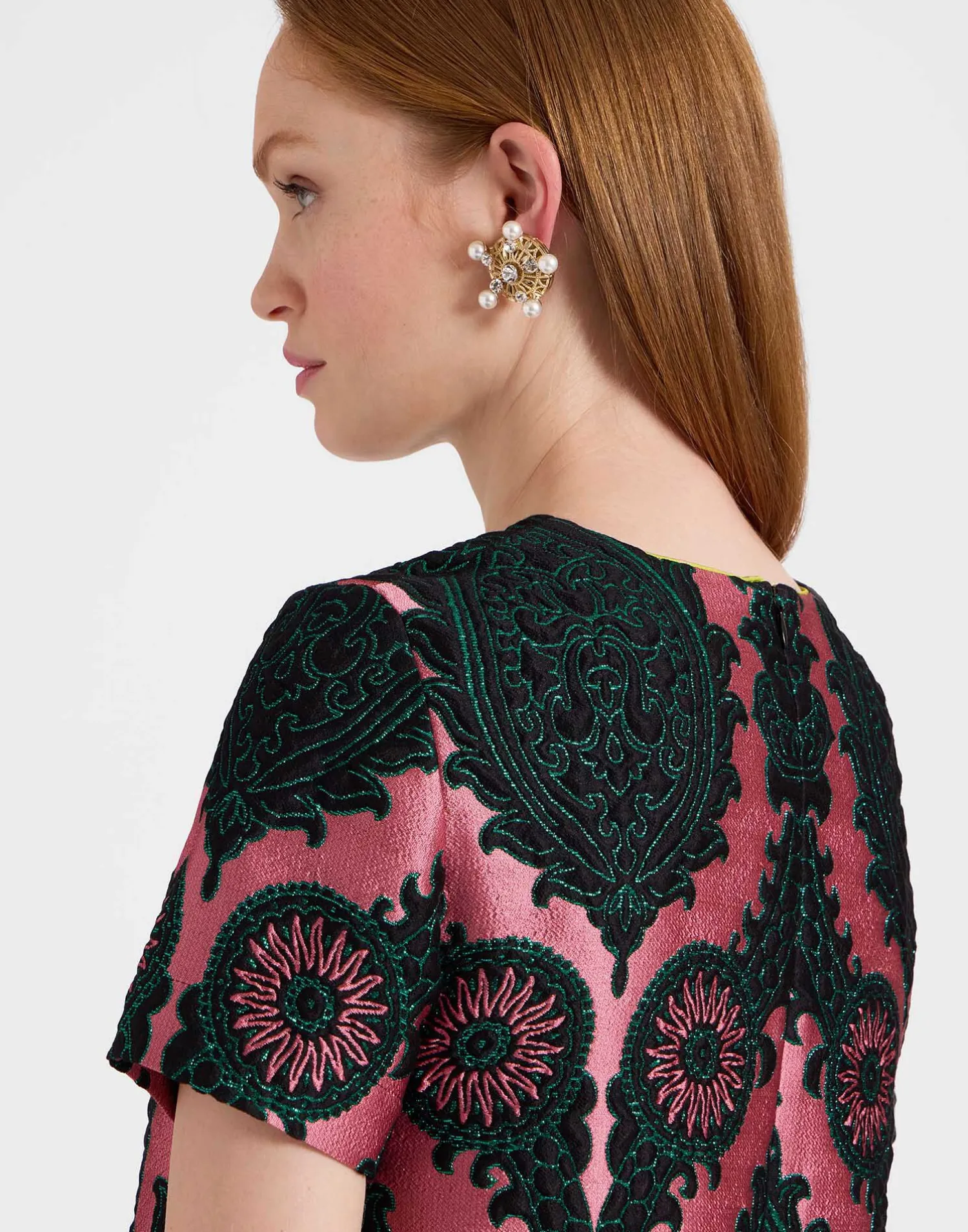 La DoubleJ Vestiti<Mini Swing DressOltrarno Pink in Jacquard