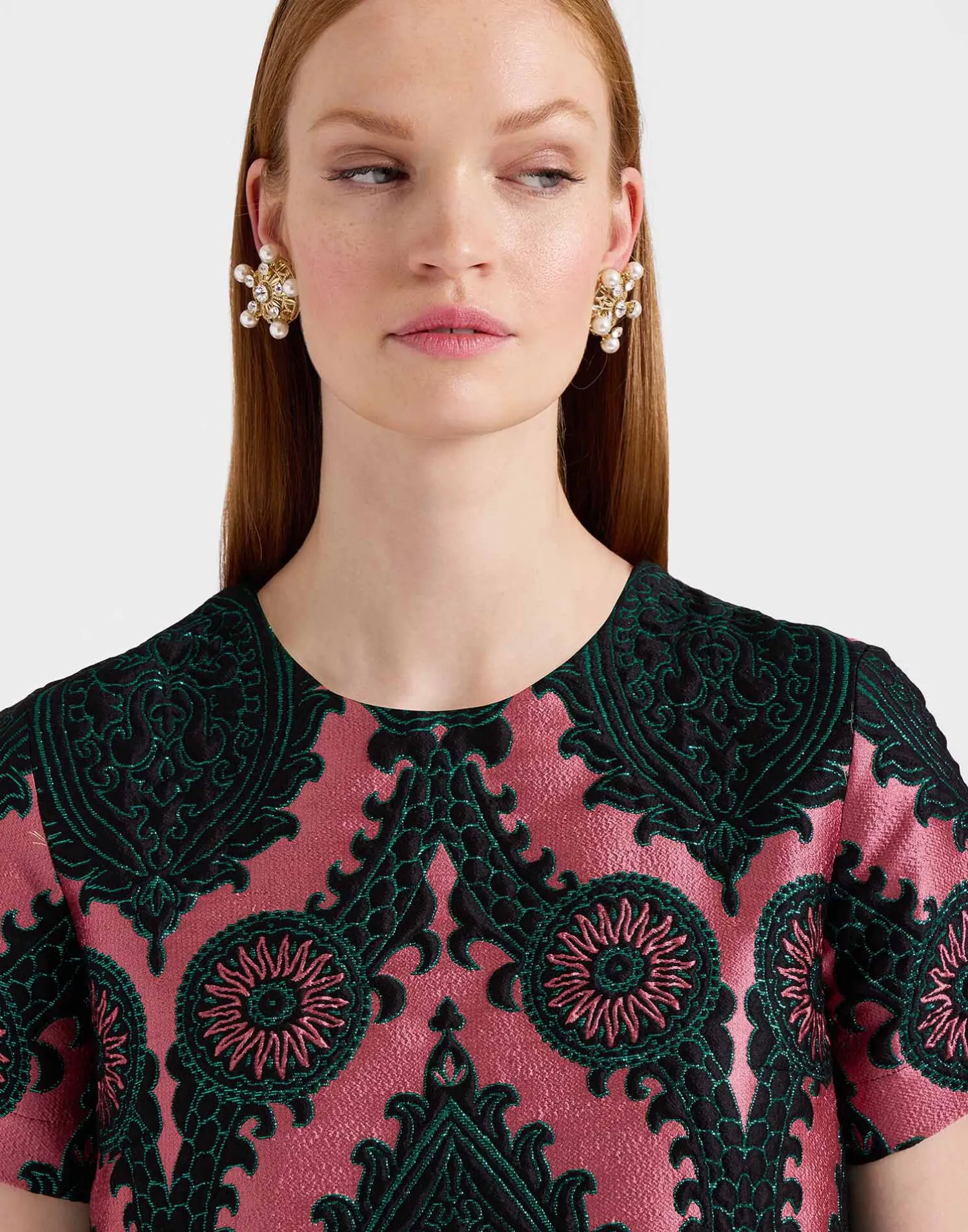 La DoubleJ Vestiti<Mini Swing DressOltrarno Pink in Jacquard