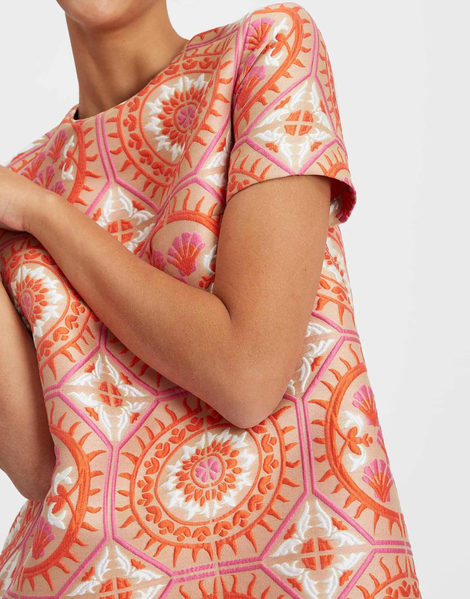 La DoubleJ Vestiti<Mini Swing DressSun Orange in Jacquard