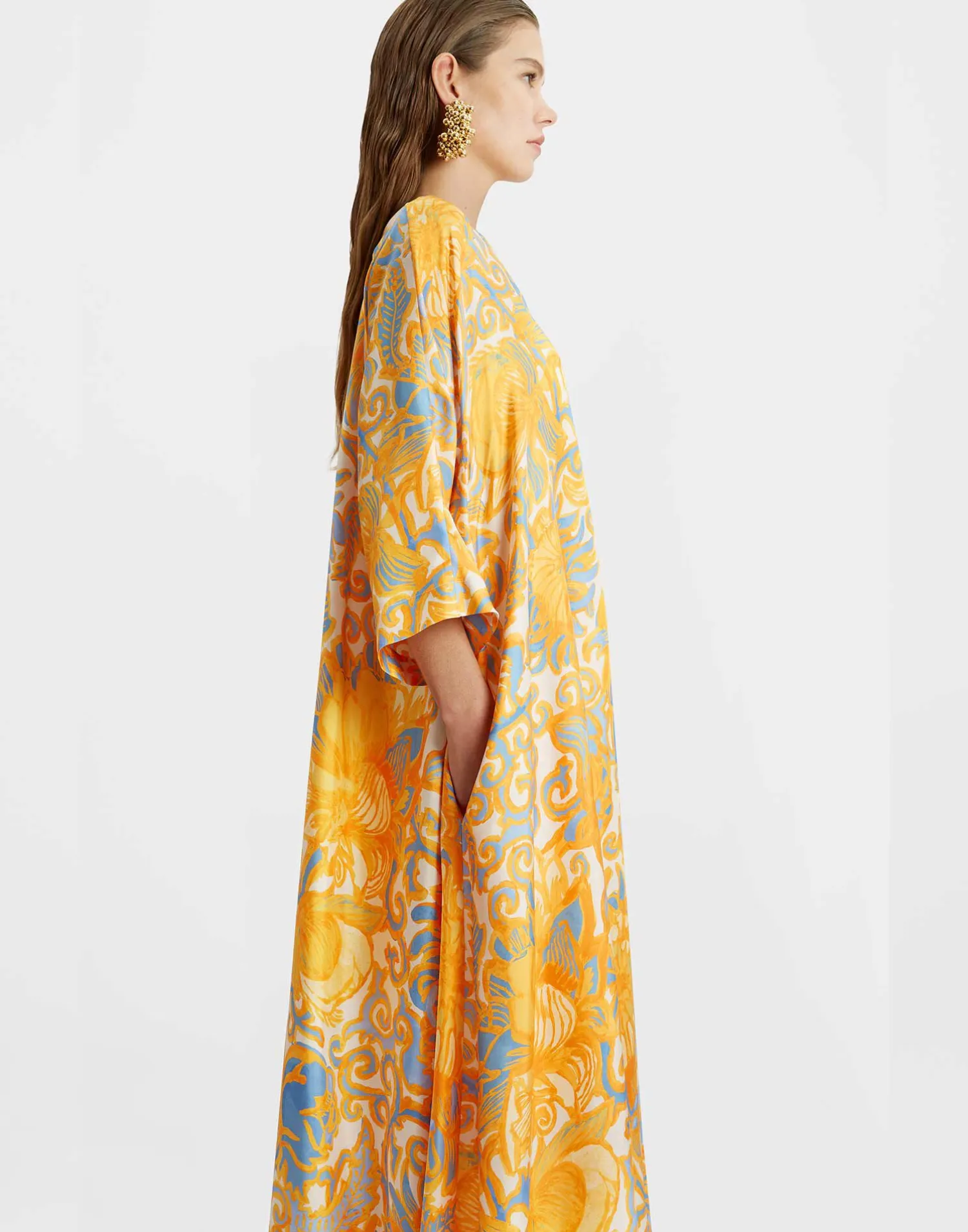 La DoubleJ Vestiti<Muumuu DressAnemone Orange in Silk Twill