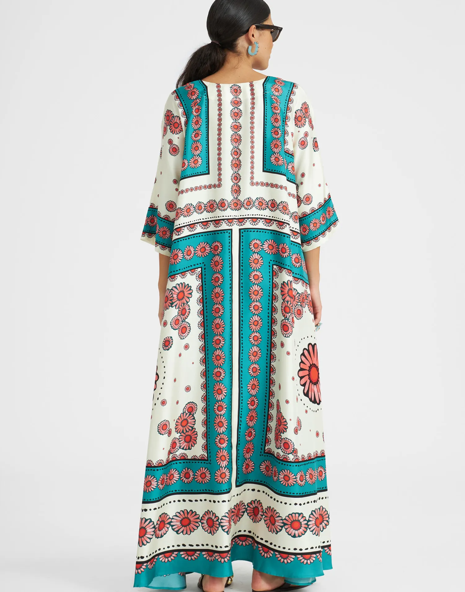 La DoubleJ Vestiti<Muumuu DressDaisy Placée Turquoise in Twill Silk