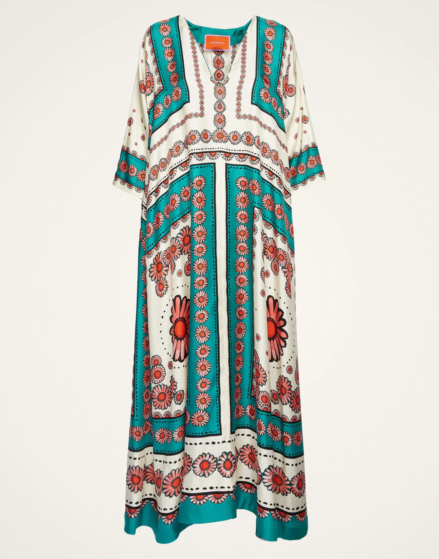 La DoubleJ Vestiti<Muumuu DressDaisy Placée Turquoise in Twill Silk