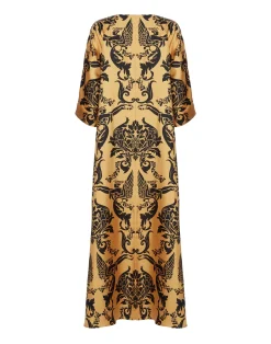 La DoubleJ Party Dressing<Muumuu Dress Round NeckCherubs Gold in Silk Twill
