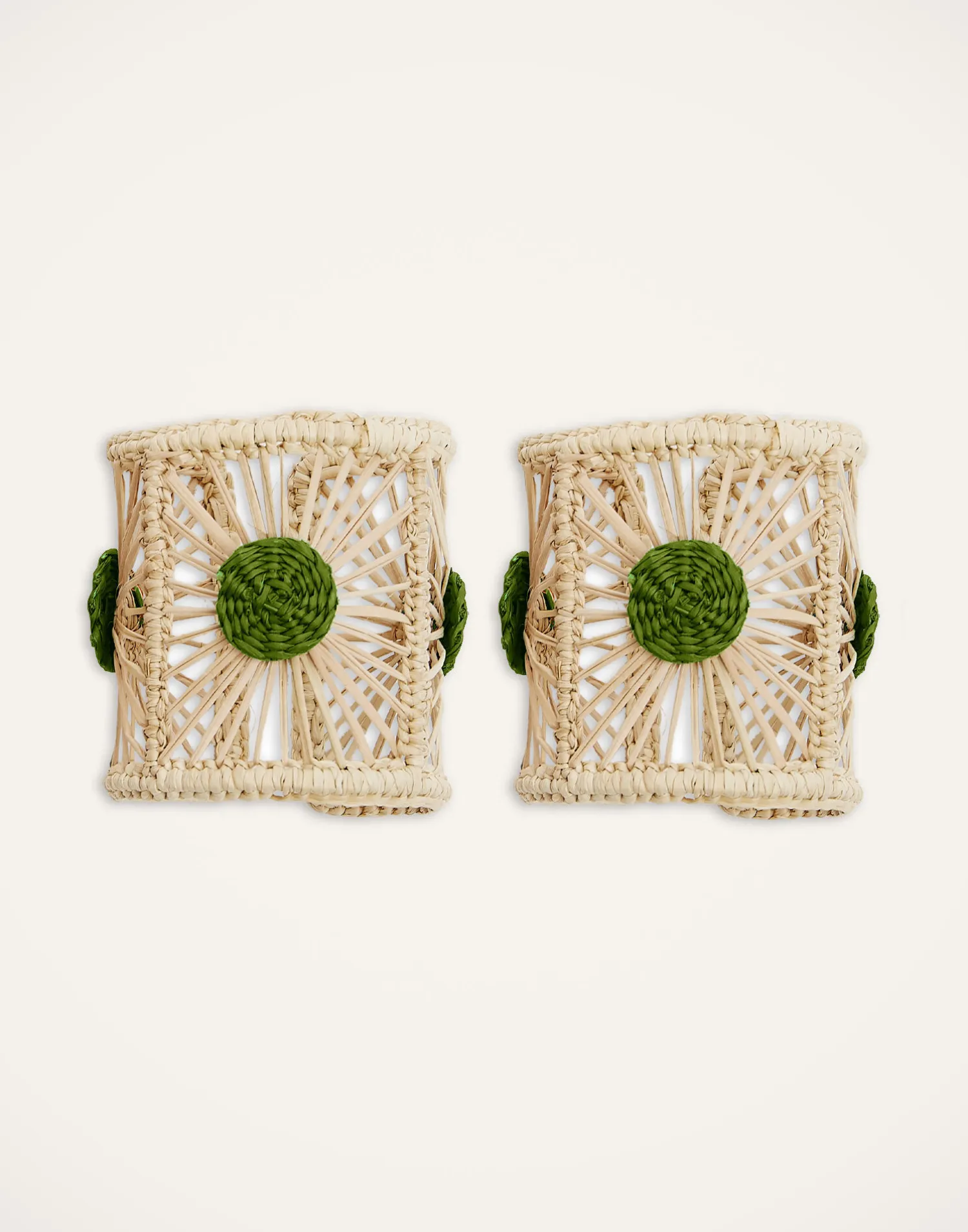 La DoubleJ Tovaglioli|Tessili<Napkin Rings Set Of 2Green in Iraca