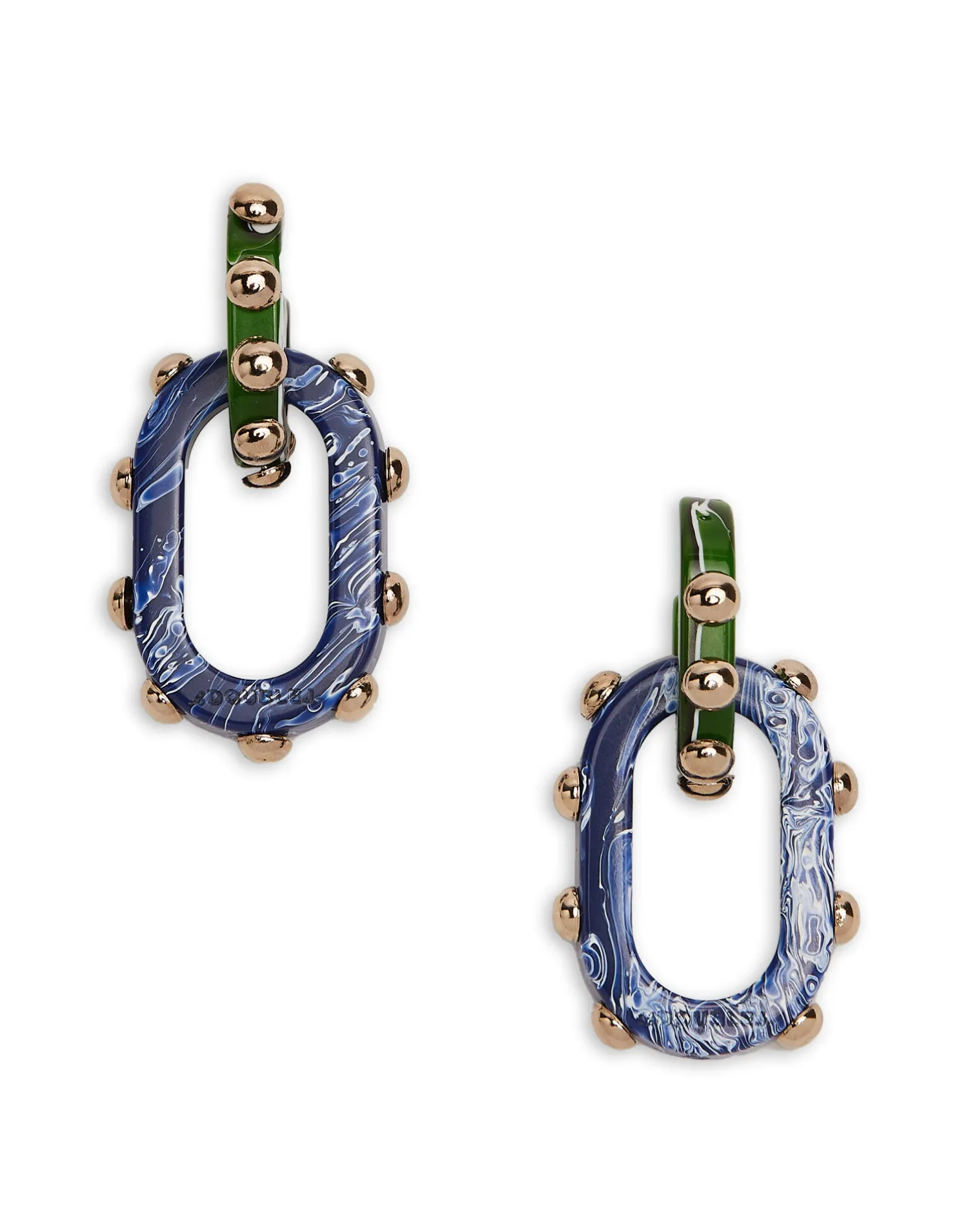 La DoubleJ Bijoux|Accessories<Nefertiti Double EarringsDark Green in Acrylic Resin