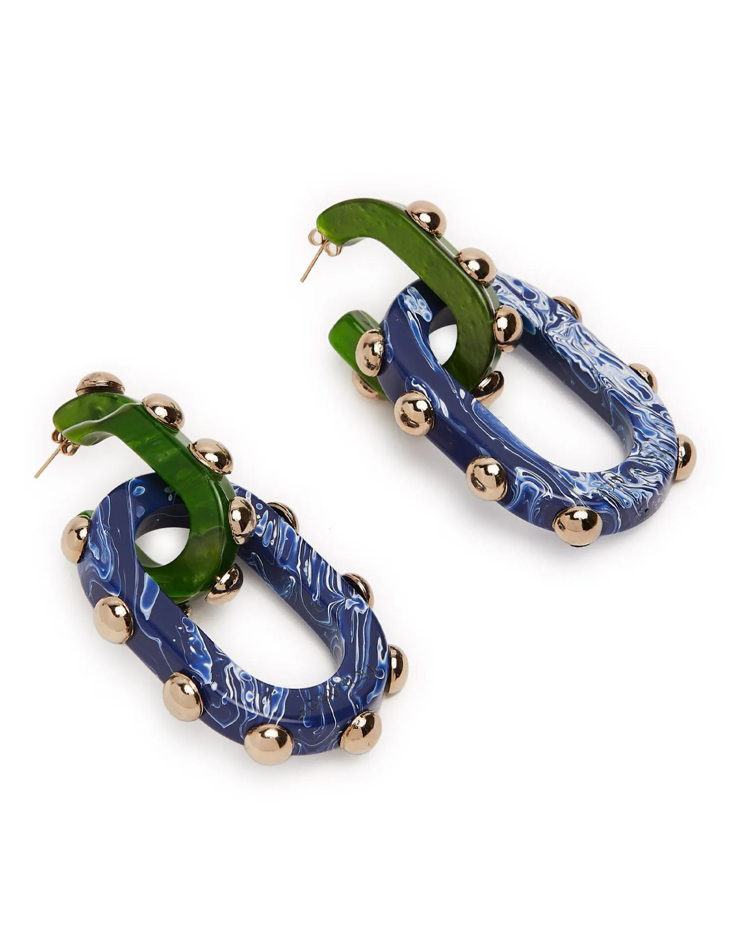La DoubleJ Bijoux|Accessories<Nefertiti Double EarringsDark Green in Acrylic Resin
