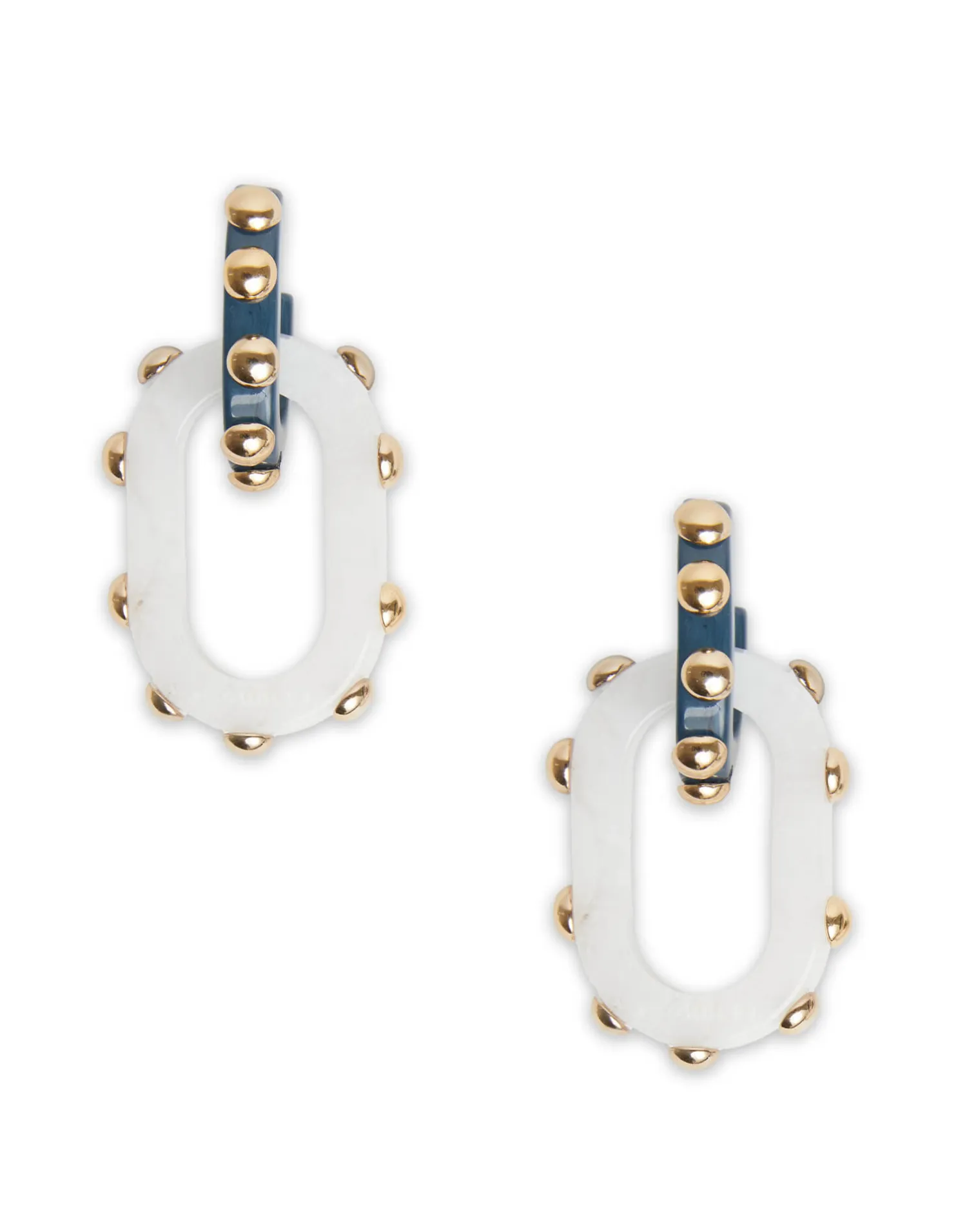 La DoubleJ Bijoux|Accessories<Nefertiti Double EarringsSolid Teal in Acrylic Resin