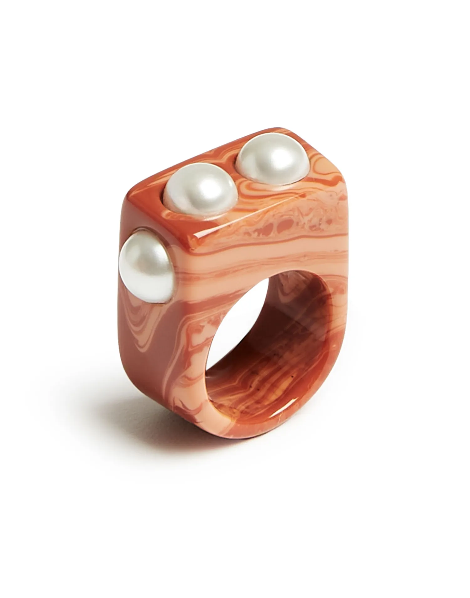 La DoubleJ Bijoux|Accessories<Nefertiti RingSolid Pink in Acrylic Resin