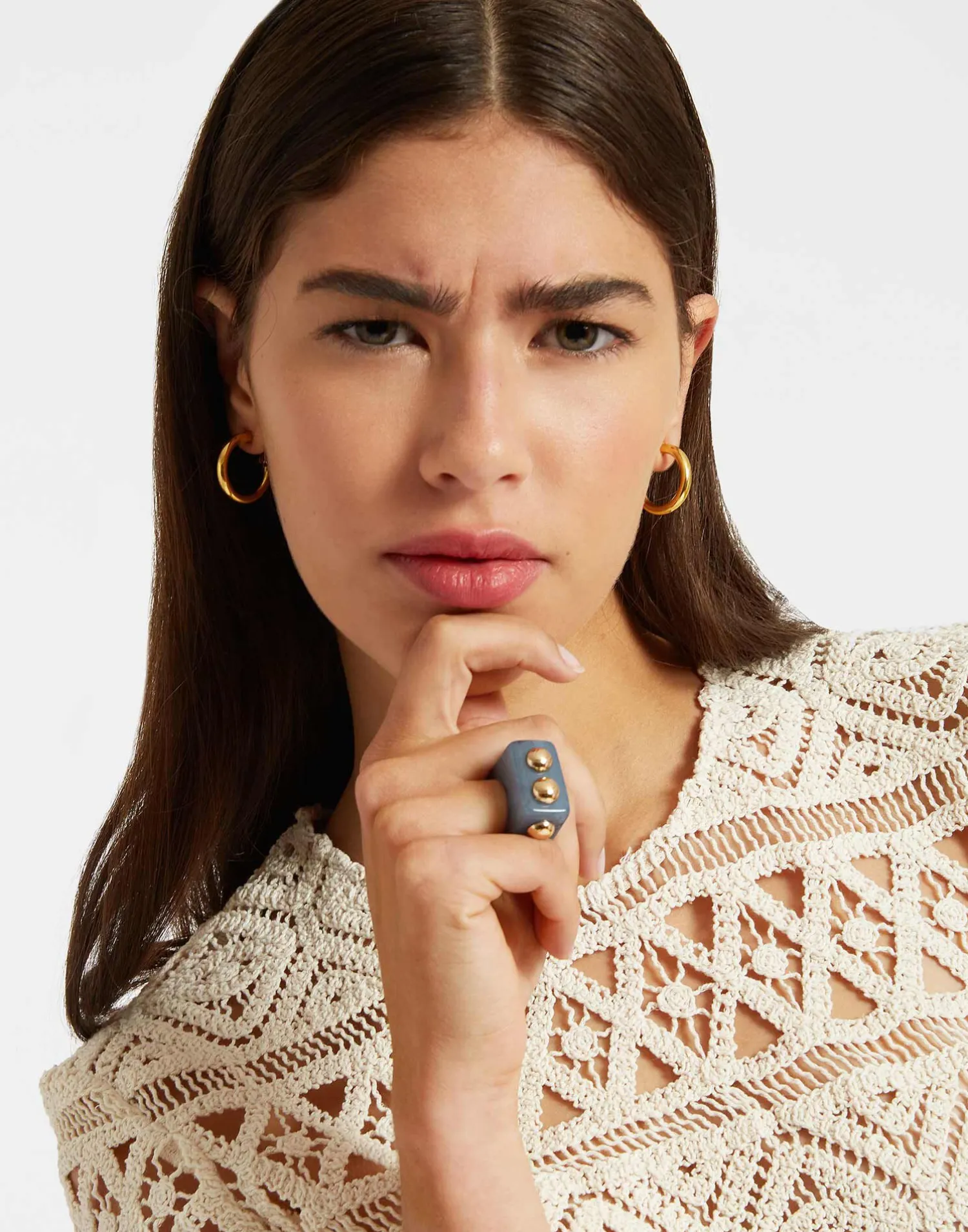 La DoubleJ Bijoux|Accessories<Nefertiti RingSolid Teal in Acrylic Resin