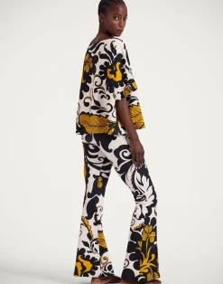 La DoubleJ Loungewear<New Meditation PantsMarea Black & White in Stretch Fleece