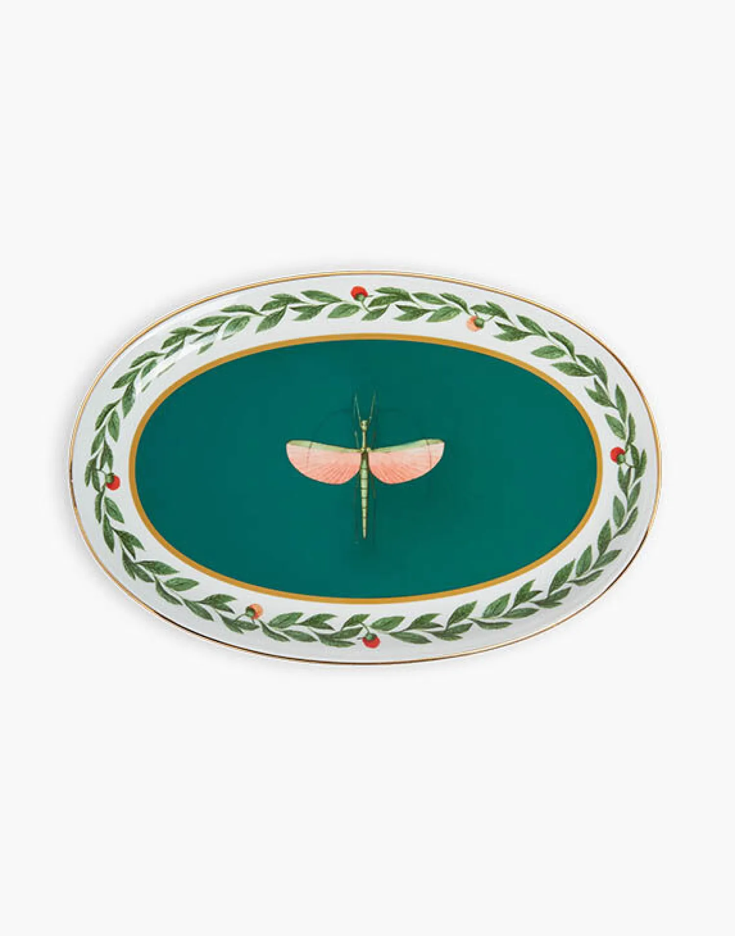 La DoubleJ Accessori Per La Tavola|Tavola<Oval PlatterLibellula Green in Porcelain