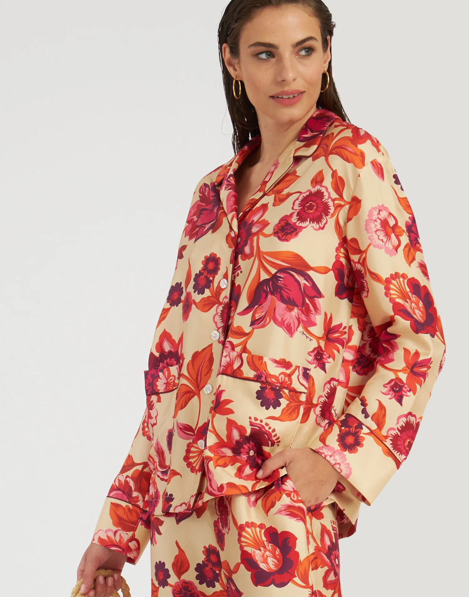 La DoubleJ Camicie E Top<Pajama ShirtHottie Cream in Silk Twill