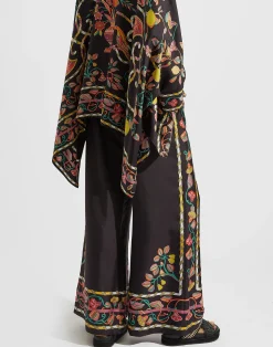 La DoubleJ Pantaloni E Shorts<Palazzo PantsBorboni Plac&eacute;e Nero in Twill Silk