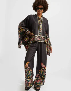 La DoubleJ Pantaloni E Shorts<Palazzo PantsBorboni Placée Nero in Twill Silk