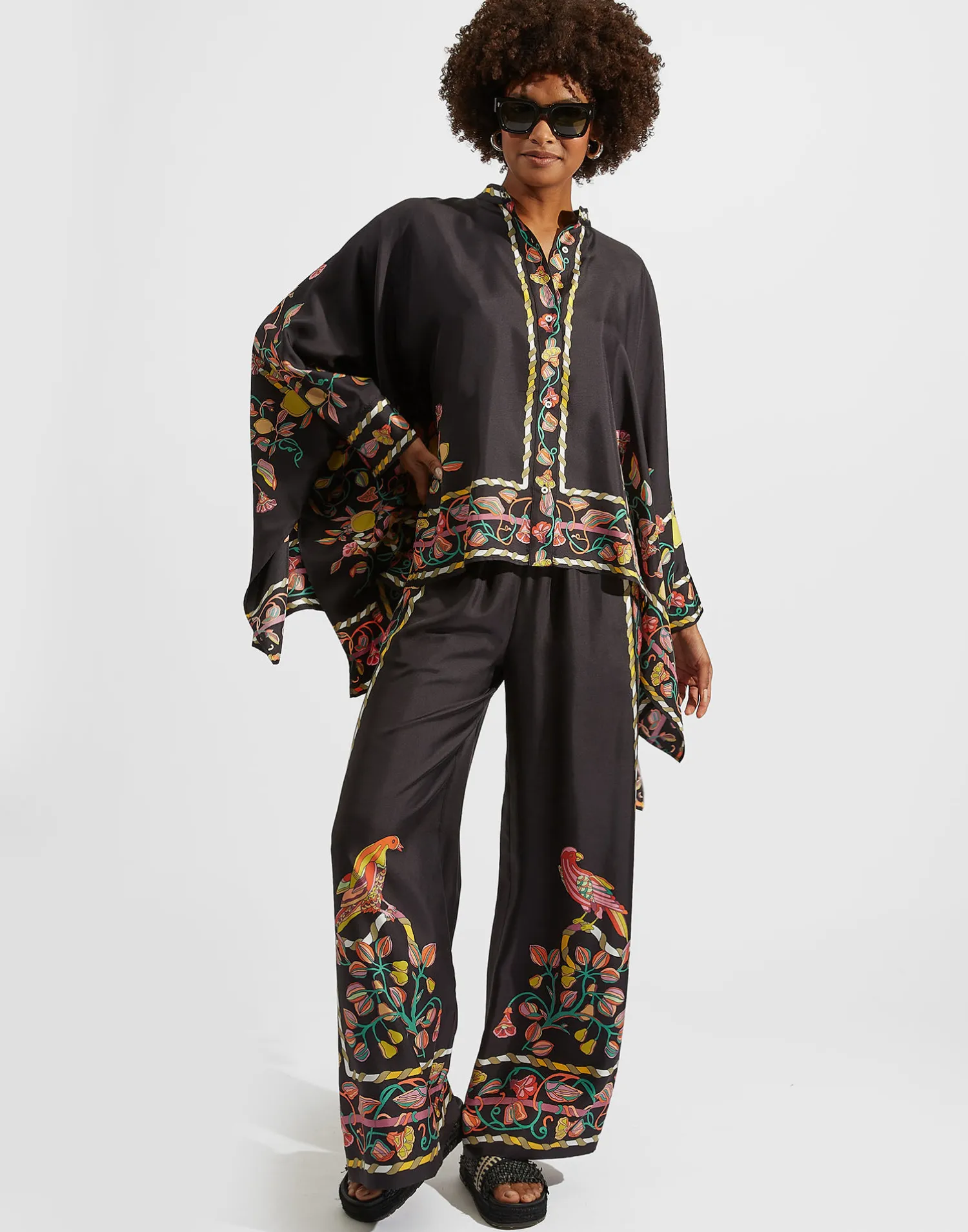 La DoubleJ Pantaloni E Shorts<Palazzo PantsBorboni Placée Nero in Twill Silk