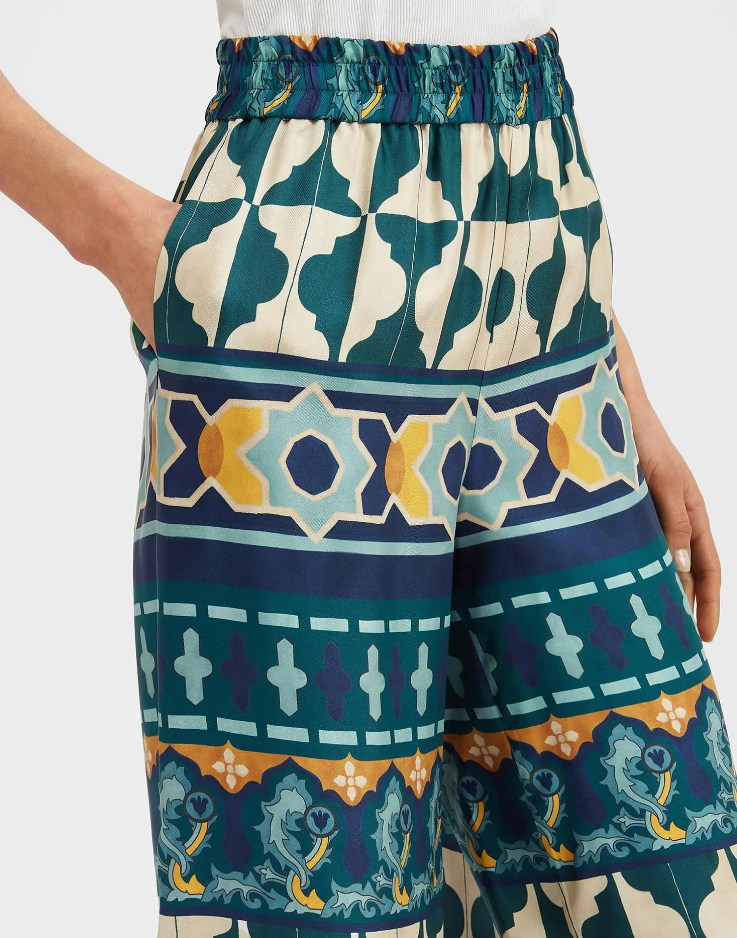 La DoubleJ Pantaloni E Shorts<Palazzo PantsCasareale Placèe Emerald in Silk Twill