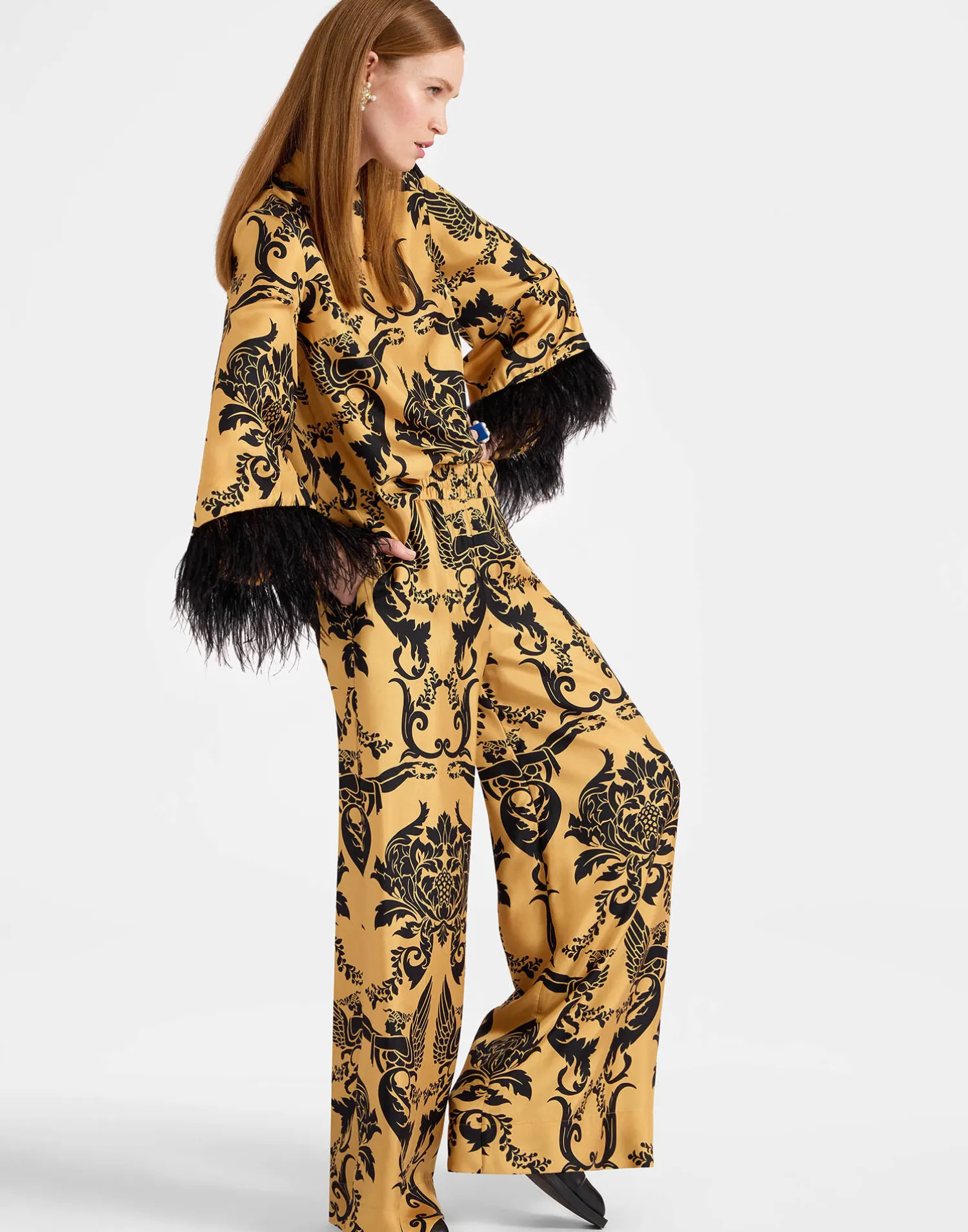 La DoubleJ Pantaloni E Shorts<Palazzo PantsCherubs Gold in Silk Twill