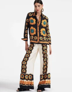 La DoubleJ Pantaloni E Shorts<Palazzo PantsDaisychain Placée Orange in Silk Twill