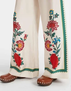 La DoubleJ Pantaloni E Shorts<Palazzo PantsDragonflower Placée Multicolor in Silk Twill