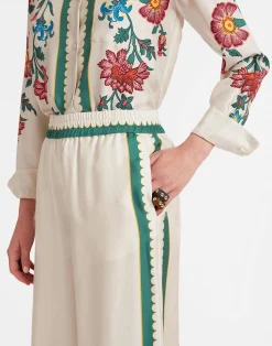 La DoubleJ Pantaloni E Shorts<Palazzo PantsDragonflower Placée Multicolor in Silk Twill