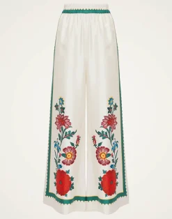 La DoubleJ Pantaloni E Shorts<Palazzo PantsDragonflower Placée Multicolor in Silk Twill
