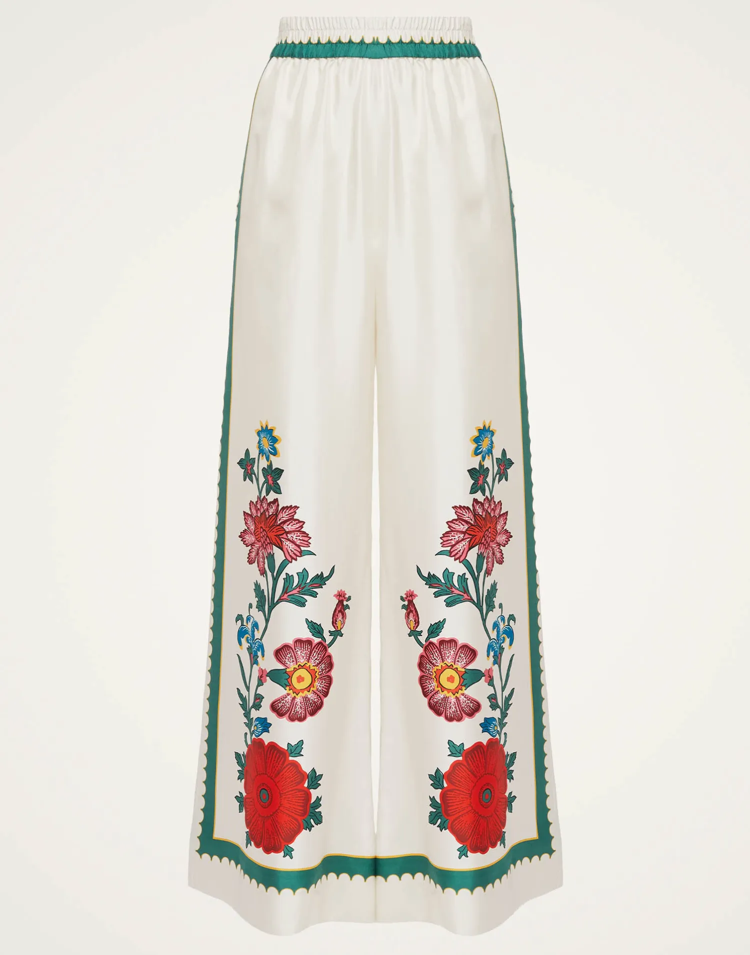 La DoubleJ Pantaloni E Shorts<Palazzo PantsDragonflower Placée Multicolor in Silk Twill