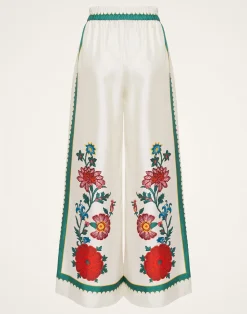 La DoubleJ Pantaloni E Shorts<Palazzo PantsDragonflower Placée Multicolor in Silk Twill