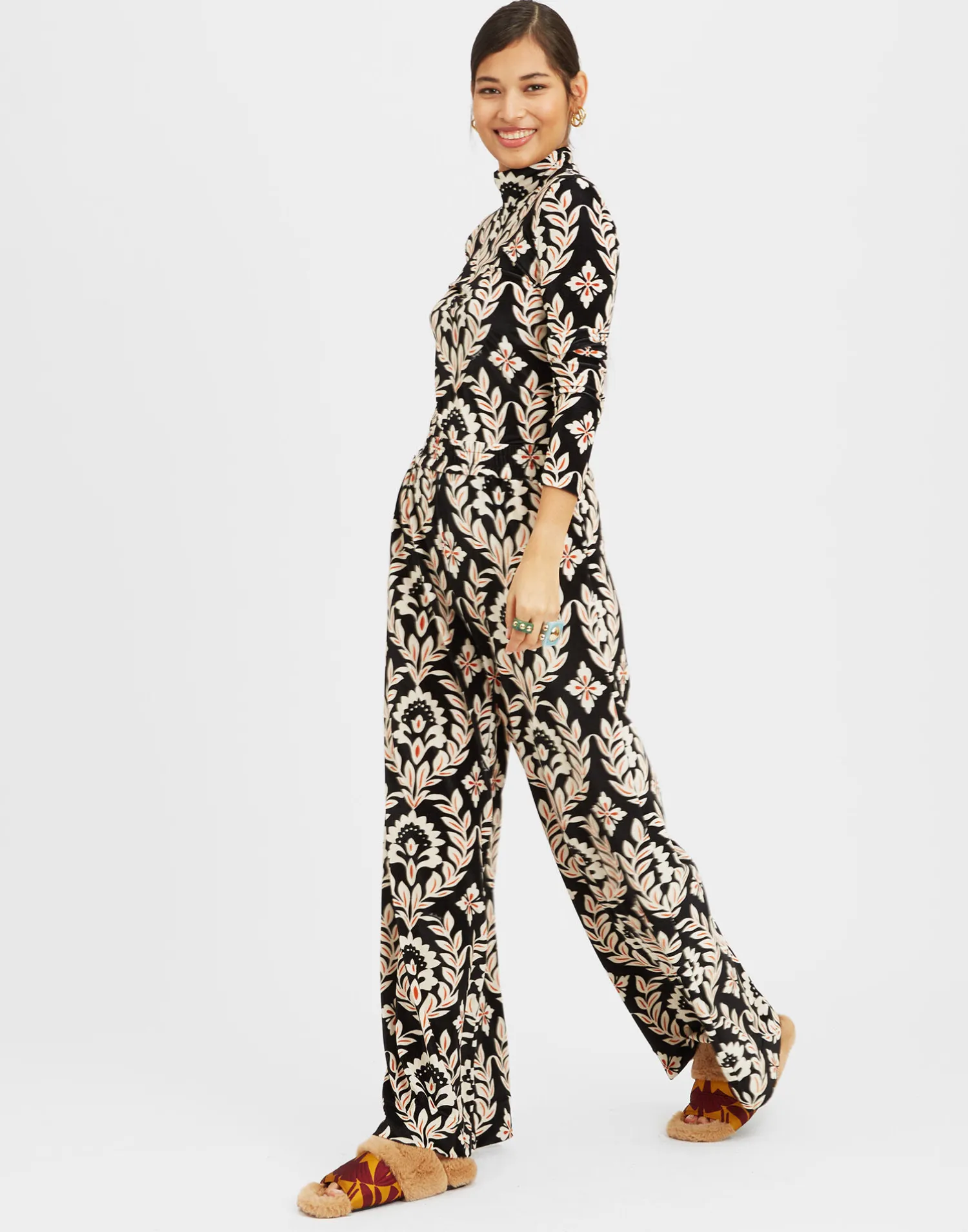 La DoubleJ Pantaloni E Shorts<Palazzo PantsGhirlanda Black in Velvet Stretch