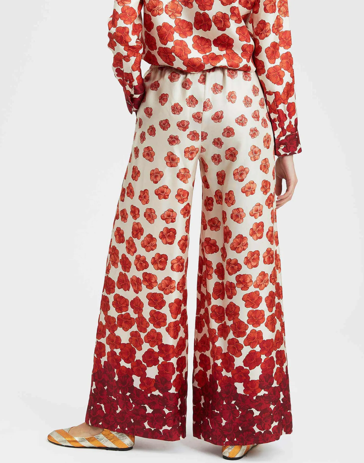 La DoubleJ Pantaloni E Shorts<Palazzo PantsHaze Placèe Red in Silk Twill