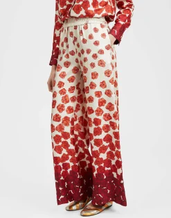La DoubleJ Pantaloni E Shorts<Palazzo PantsHaze Placèe Red in Silk Twill