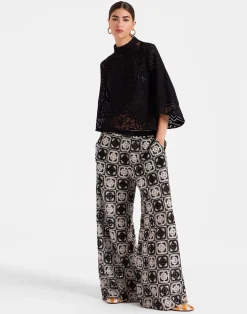 La DoubleJ Pantaloni E Shorts<Palazzo PantsMini Tiles Black in Macramé