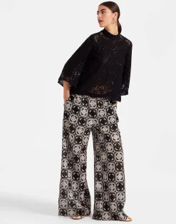 La DoubleJ Pantaloni E Shorts<Palazzo PantsMini Tiles Black in Macram&eacute;
