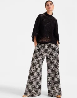 La DoubleJ Pantaloni E Shorts<Palazzo PantsMini Tiles Black in Macram&eacute;