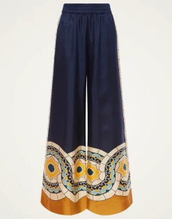 La DoubleJ Pantaloni E Shorts<Palazzo PantsMudejar Placée Blue in Silk Twill