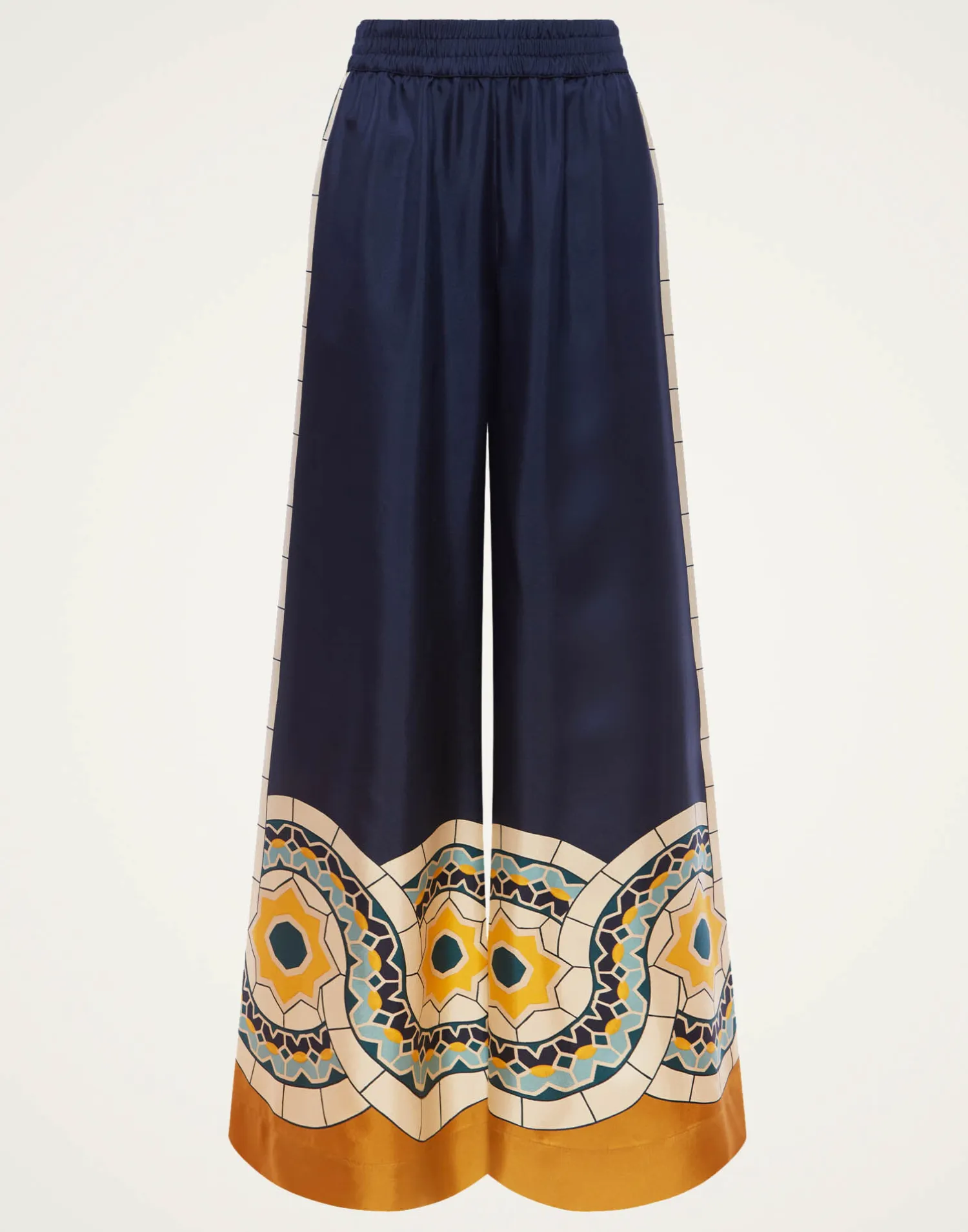 La DoubleJ Pantaloni E Shorts<Palazzo PantsMudejar Placée Blue in Silk Twill