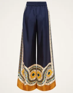 La DoubleJ Pantaloni E Shorts<Palazzo PantsMudejar Placée Blue in Silk Twill