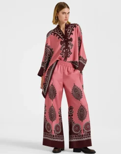 La DoubleJ Pantaloni E Shorts<Palazzo PantsOltrarno Placée Pink in Silk Twill