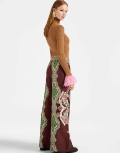 La DoubleJ Pantaloni E Shorts<Palazzo PantsPortal Plac&eacute;e Brown in Silk Twill