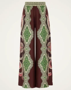 La DoubleJ Pantaloni E Shorts<Palazzo PantsPortal Plac&eacute;e Brown in Silk Twill